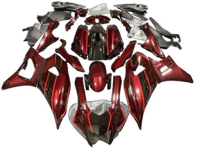 Carenagens Moto Yamaha YZF R7 2021-2024 - Vermelho Escuro Preto
