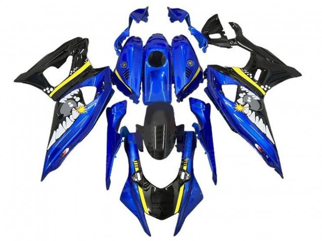 Carenagens Moto Yamaha YZF R7 2021-2024 - Azul Preto Amarelo Tubarão