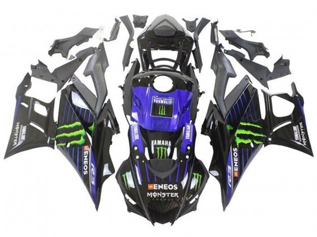 Carenagens Moto Yamaha YZF R3/R25 2019-2021 - Azul Preto Brilhante Verde ENEOS Monstro