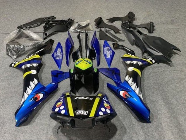Carenagens Moto Yamaha YZF 1000 R1 2015-2019 - Azul Amarelo Preto Tubarão