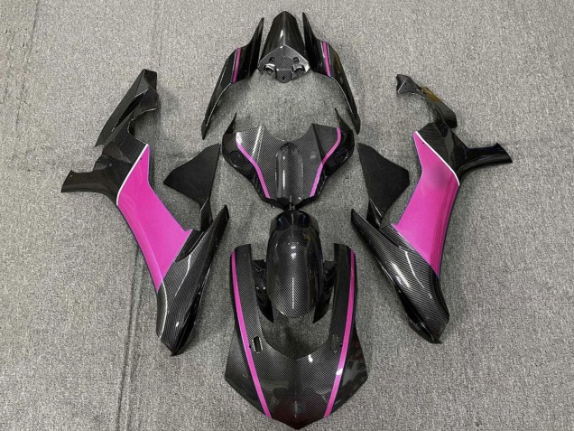 Carenagens Moto Yamaha YZF 1000 R1 2015-2019 - Falso Fibra de Carbono Rosa