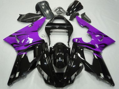 Carenagens Moto Yamaha YZF 1000 R1 2000-2001 - Roxo Preto Brilhante Chama