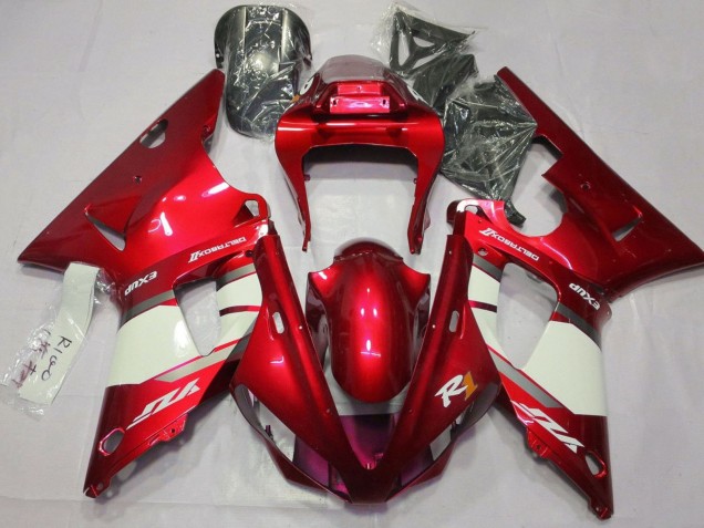 Carenagens Moto Yamaha YZF 1000 R1 2000-2001 - Vermelho Branco Prata