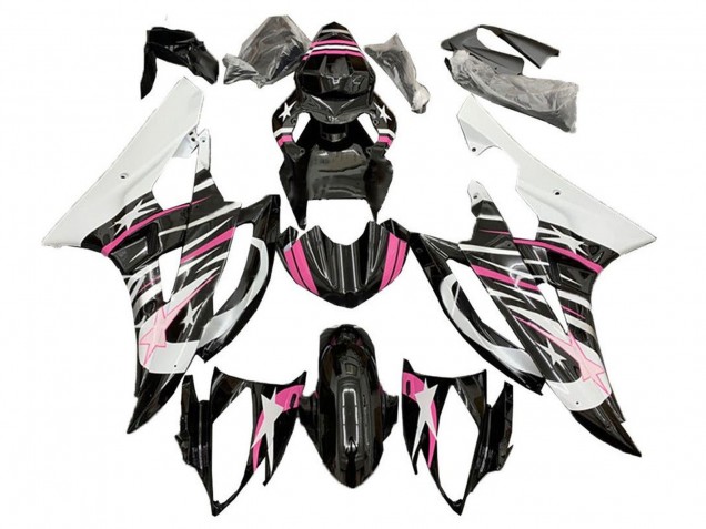 Carenagens Moto Yamaha YZF R6 2006-2007 - Branco Rosa Preto Estrela Chama