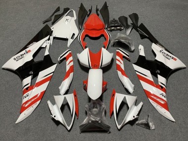 Carenagens Moto Yamaha YZF R6 2006-2007 - Branco Laranja Preto Brilhante Listra