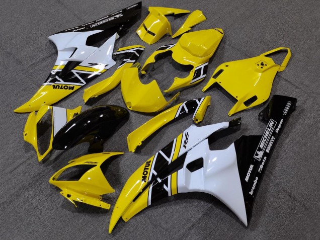 Carenagens Moto Yamaha YZF R6 2006-2007 - Amarelo Branco Preto Brilhante Motul Michelin