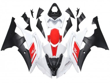 Carenagem Moto Yamaha YZF R6 2008-2016 - Branco Vermelho Preto Fosco