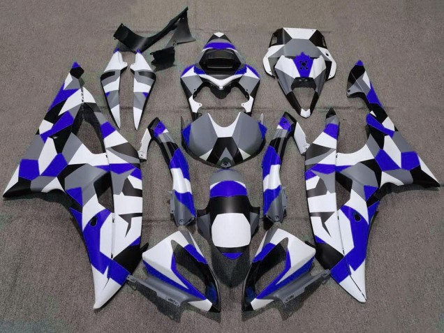 Carenagens Moto Yamaha YZF R6 2008-2016 - Branco Azul Cinzento Preto Camouflage