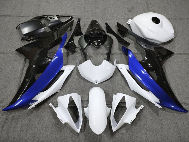 Carenagem Moto Yamaha YZF R6 2008-2016 - Branco Azul Preto Brilhante