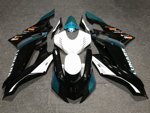 Carenagens Moto Yamaha YZF R6 2017-2023 - Branco Azul Petróleo Preto Brilhante