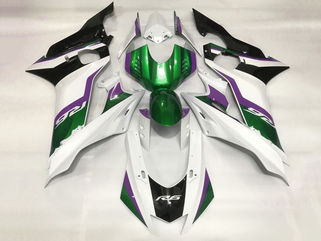 Carenagens Moto Yamaha YZF R6 2017-2023 - Branco Verde Roxo Preto