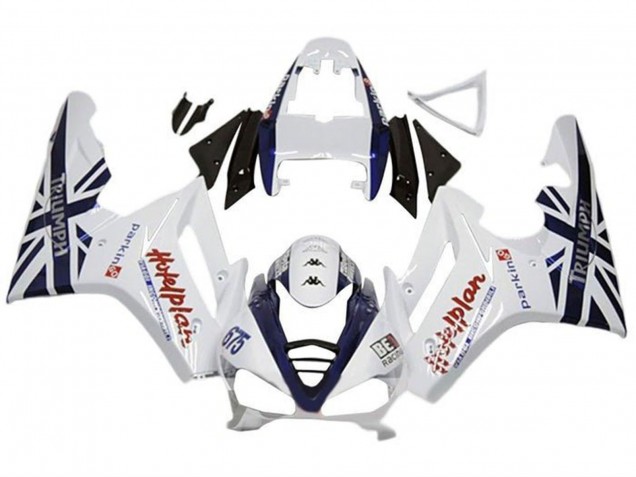 Carenagens Moto Triumph Daytona 675 Triple 2009-2012 - Branco Azul Escuro