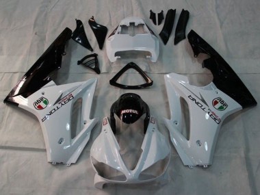 Carenagens Moto Triumph Daytona 675 Triple 2009-2012 - Branco Preto Brilhante Motul