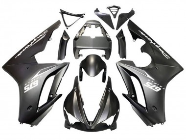 Carenagens Moto Triumph Daytona 675 Triple 2009-2012 - Preto Fosco Branco Decalques