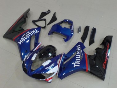 Carenagens Moto Triumph Daytona 675 Triple 2009-2012 - Azul Vermelho Branco Preto Brilhante
