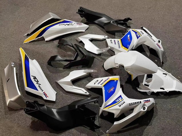 Carenagens Moto Honda ADV160 2022-2024 - Branco Azul Amarelo HRC