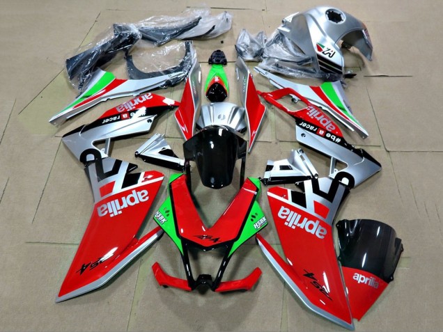 Carenagens Moto Aprilia RS4 50 125 2012-2018 - Prata Vermelho Verde Preto Brilhante
