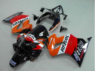 Carenagem Moto Honda VFR 800 2002-2013 - Laranja Branco Vermelho Preto Brilhante Repsol