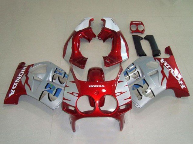 Carenagens Moto Honda CBR250RR MC19 1988-1989 - Prata Branco Vermelho