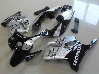 Carenagens Moto Honda CBR250RR MC19 1988-1989 - Prata Preto Brilhante