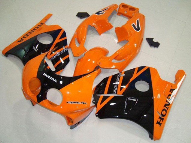 Carenagens Moto Honda CBR250RR MC22 1990-1998 - Laranja Preto Brilhante