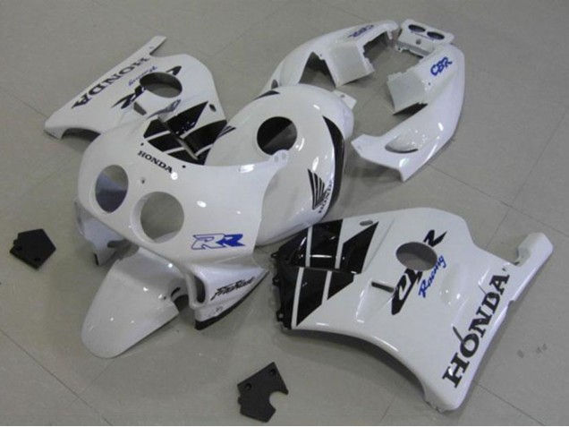 Carenagens Moto Honda CBR250RR MC22 1990-1998 - Branco Preto Brilhante