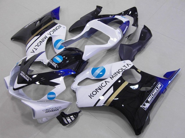 Carenagens Moto Honda CBR600 F4i 2001-2003 - Branco Azul Preto Brilhante Konica Minolta