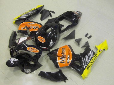 Carenagens Moto Honda CBR600RR 2003-2004 - Preto Brilhante Laranja Amarelo Hm Plant Dunlop