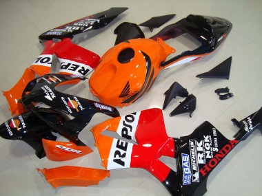 Kit Carenagens Moto Honda CBR600RR 2003-2004 - Laranja Branco Vermelho Preto Brilhante Repsol
