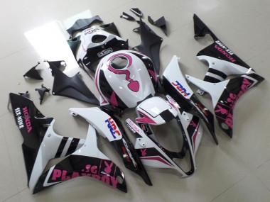 Carenagens Moto Honda CBR600RR 2007-2008 - Branco Rosa Preto Fosco HRC Playboy Durex