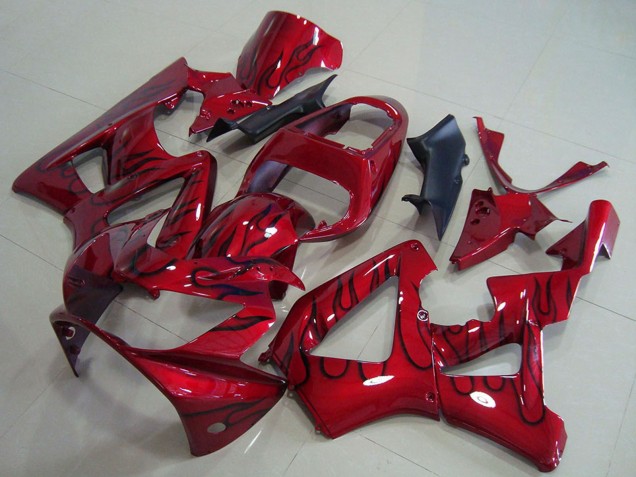 Carenagens Moto Honda CBR900RR 929 2000-2001 - Vermelho Preto Brilhante Chama