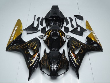 Carenagem Moto Honda CBR1000RR 2006-2007 - Preto Brilhante Ouro Chama