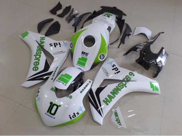 Carenagens Moto Honda CBR1000RR 2008-2011 - Branco Verde Preto Brilhante Hannspree 10