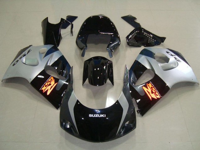 Kit Carenagens Moto Suzuki GSXR 750 1996-2000 - Preto Brilhante Prata