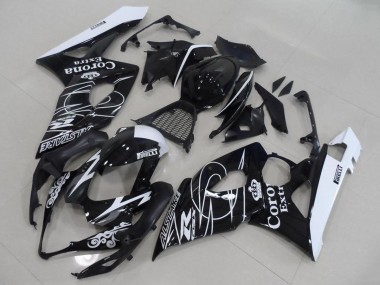 Carenagens Moto Suzuki GSXR 1000 2005-2006 - Preto Brilhante Branco Corona