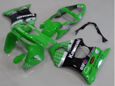Carenagens Moto Kawasaki ZX6R 1998-1999 - Verde Branco Prata Preto Brilhante