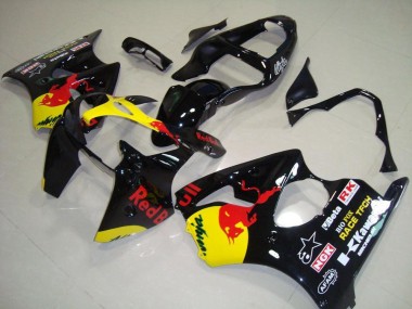 Carenagens Moto Kawasaki ZX6R 2000-2002 - Preto Brilhante Amarelo Red Bull