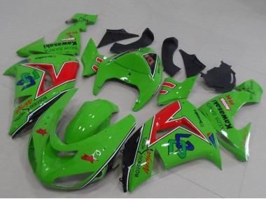 Carenagens Moto Kawasaki ZX6R 2005-2006 - Verde Vermelho Preto ENEOS Banca