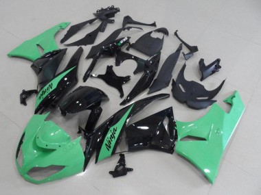 Carenagens Moto Kawasaki ZX6R 2009-2012 - Verde Claro Preto Brilhante