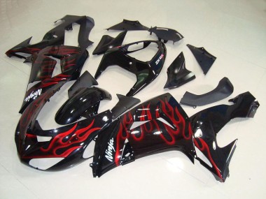 Carenagens Moto Kawasaki ZX10R 2006-2007 - Preto Brilhante Vermelho Chama