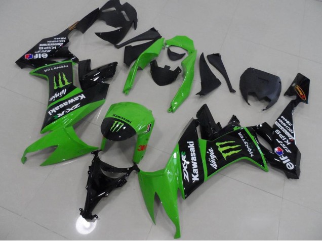 Carenagens Moto Kawasaki ZX10R 2008-2010 - Verde Preto Brilhante Monstro