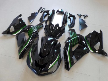 Carenagens Moto Kawasaki ZX14R ZZR1400 2006-2011 - Preto Brilhante Verde Linha