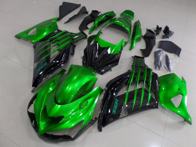 Carenagens Moto Kawasaki ZX14R ZZR1400 2012-2024 - Verde Preto Brilhante