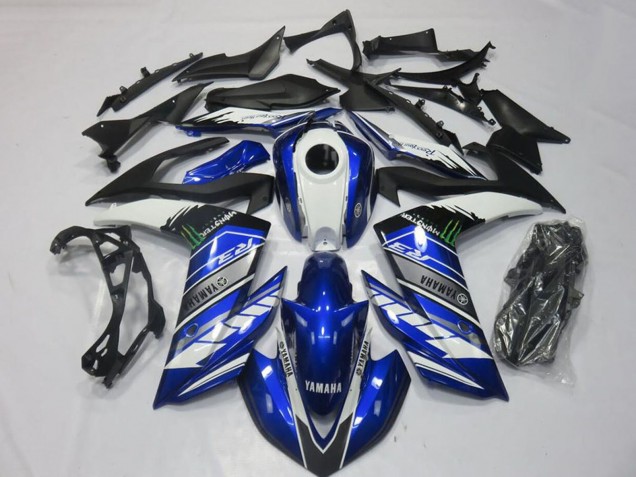 Carenagens Moto Yamaha YZF R3 2015-2018 - Azul Branco Preto Verde Monstro