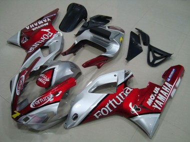 Carenagens Moto Yamaha YZF R1 2000-2001 - Prata Vermelho Fortuna Motul 7
