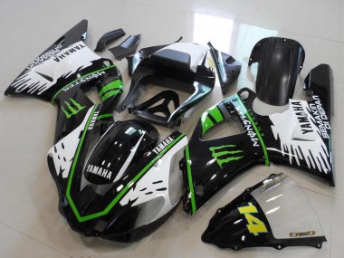 Carenagens Moto Yamaha YZF R1 2000-2001 - Preto Brilhante Branco Verde Monstro