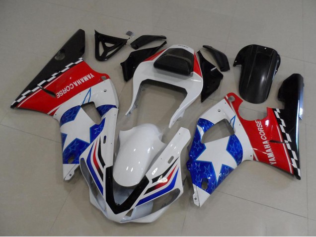 Carenagens Moto Yamaha YZF R1 2000-2001 - Branco Vermelho Azul Preto Corse