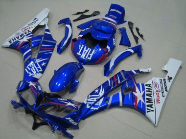 Carenagens Moto Yamaha YZF R6 2006-2007 - Branco Azul Fiat Motul Michelin