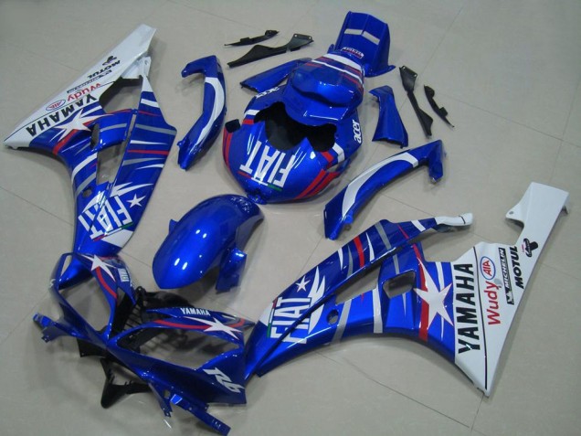 Carenagens Moto Yamaha YZF R6 2006-2007 - Branco Azul Fiat Motul Michelin