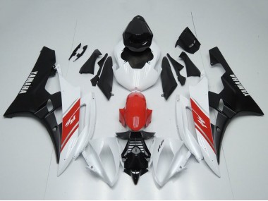 Carenagem Moto Yamaha YZF R6 2006-2007 - Branco Vermelho Preto Fosco
